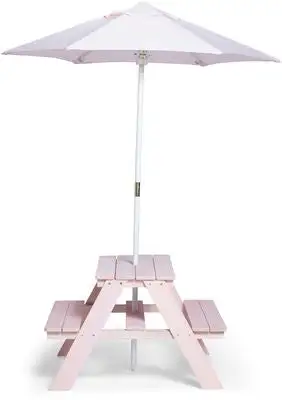 Woodlii Picknickbord Med Parasoll, Rosa 1 Woodlii Picknickbord Med Parasoll, Rosa