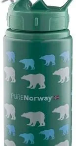 Pure Norway Go Drikkeflaske I Aluminium Isbjørn 500ml, Grønn