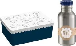Blafre Matboks Blomster & Stålflaske 500 Ml, Mørkeblå