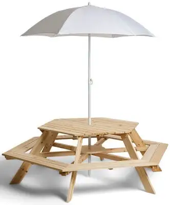JLY Piknikbord Med Parasoll, Nature 1 JLY Piknikbord Med Parasoll, Nature