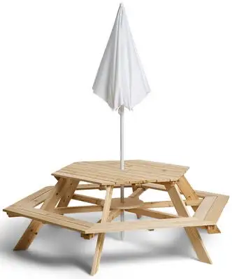 JLY Piknikbord Med Parasoll, Nature 2 JLY Piknikbord Med Parasoll, Nature - Bilde 2